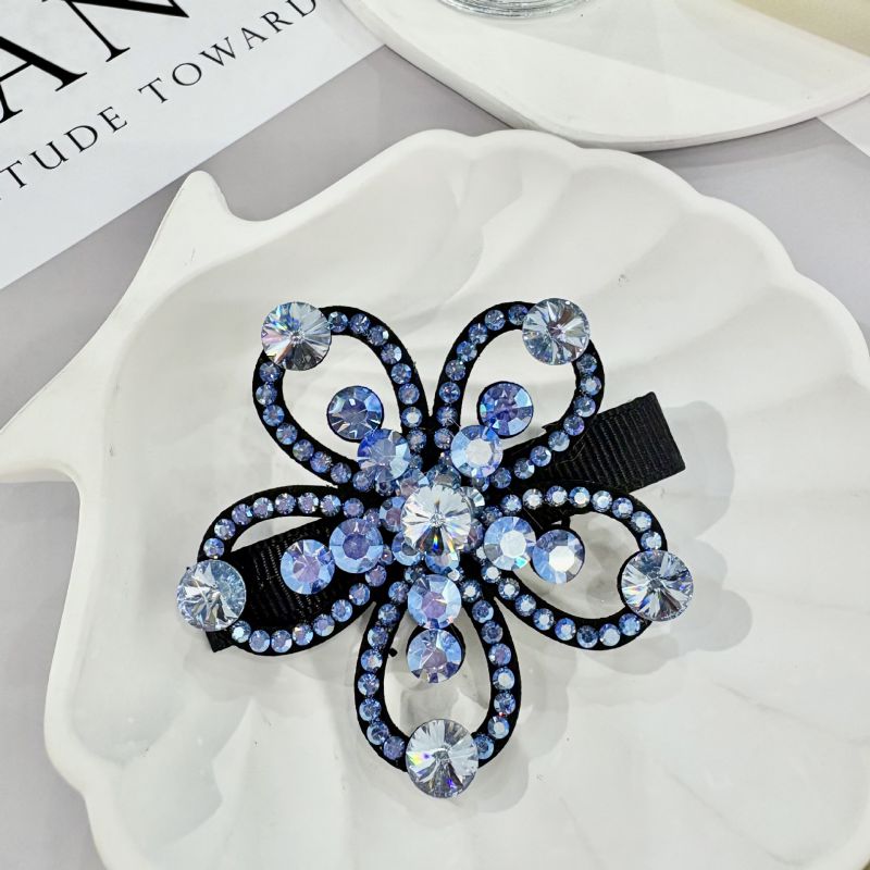 Yellow Rhinestone Flower Hairpin