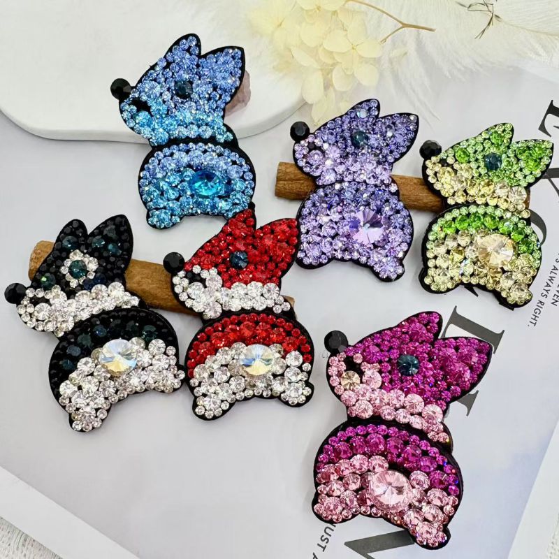 Purple Rhinestone Dog Hairpin