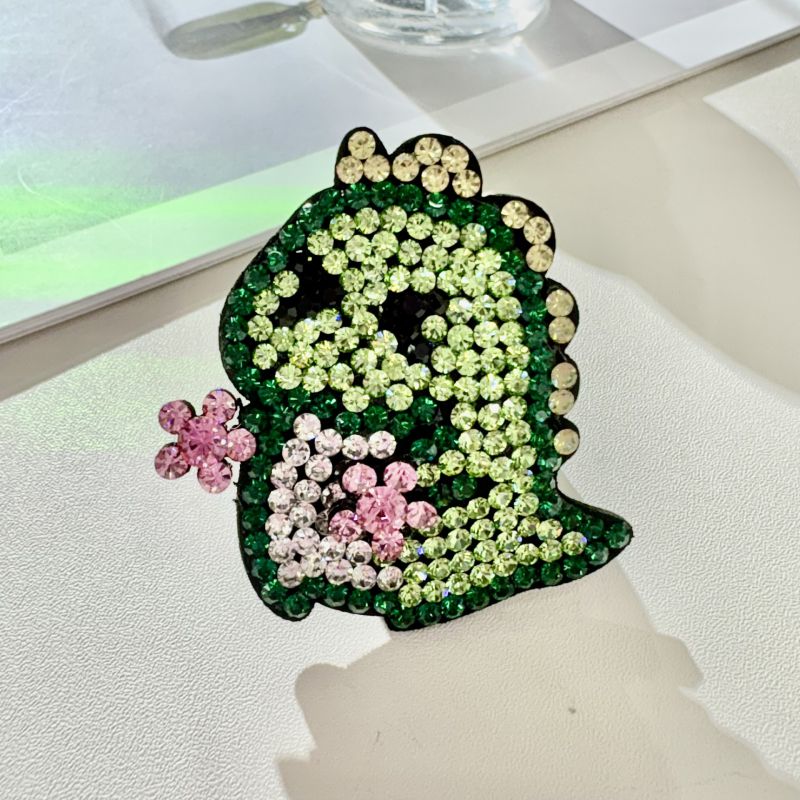 Yellow Rhinestone Dinosaur Hairpin