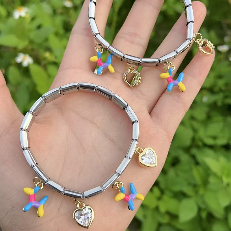 Pulsera Modular Con Cruz De Corazón De Diamantes Bañada En Oro Y Cobre