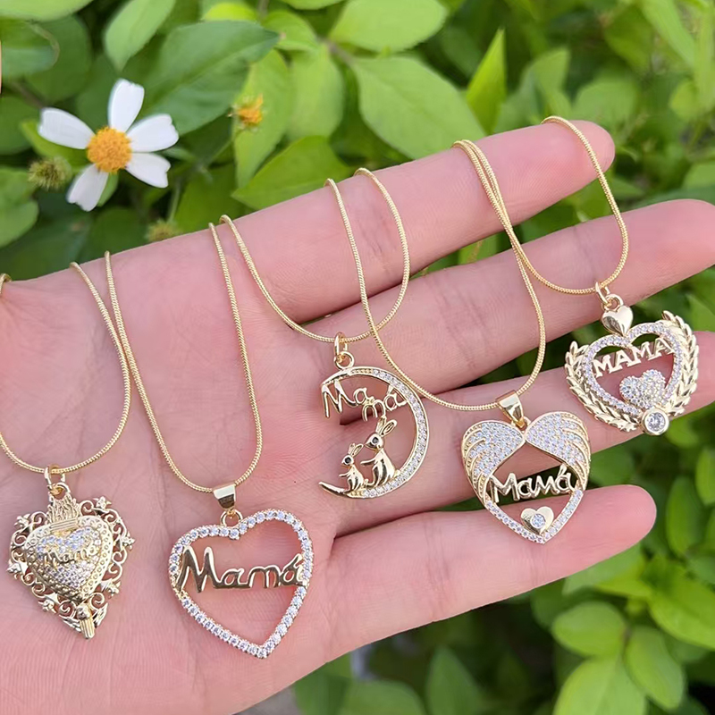 Collar Geométrico Con Forma De Corazón Bañado En Oro Y Cobre Para El Día De La Madre
