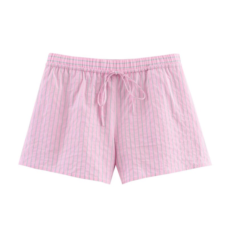 Pantalones Cortos De Poliéster A Rayas Con Cordones