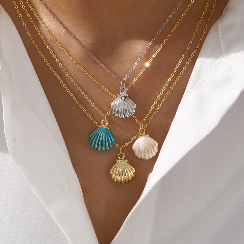 Silver Titanium Steel Shell Necklace