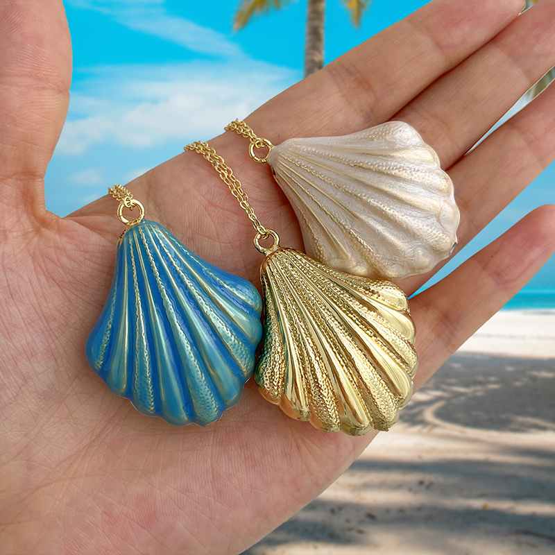 Silver Titanium Steel Shell Necklace