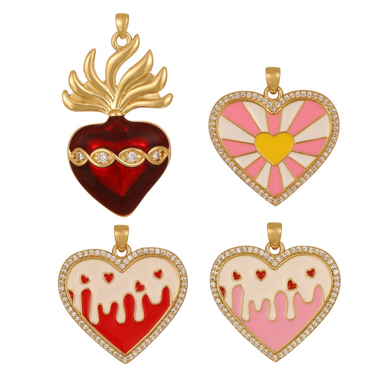 Accesorios De Corazón Con Goteo De Aceite De Circonita Con Incrustaciones De Cobre