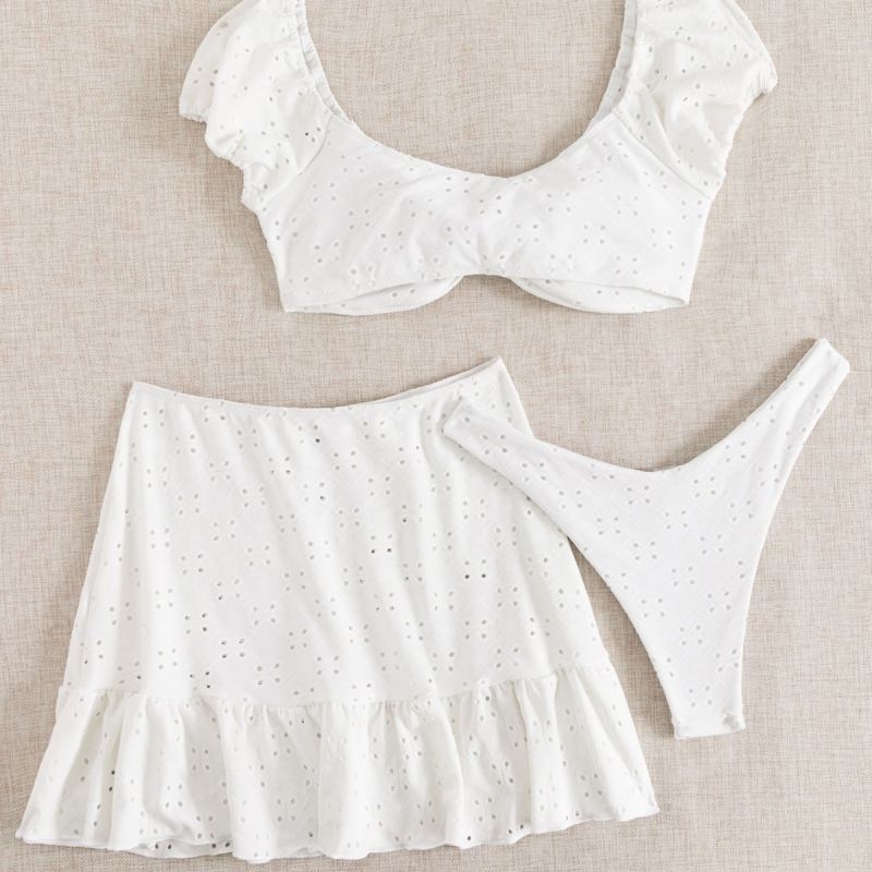 Conjunto De Traje De Baño De Dos Piezas De Poliéster Hueco Para Playa