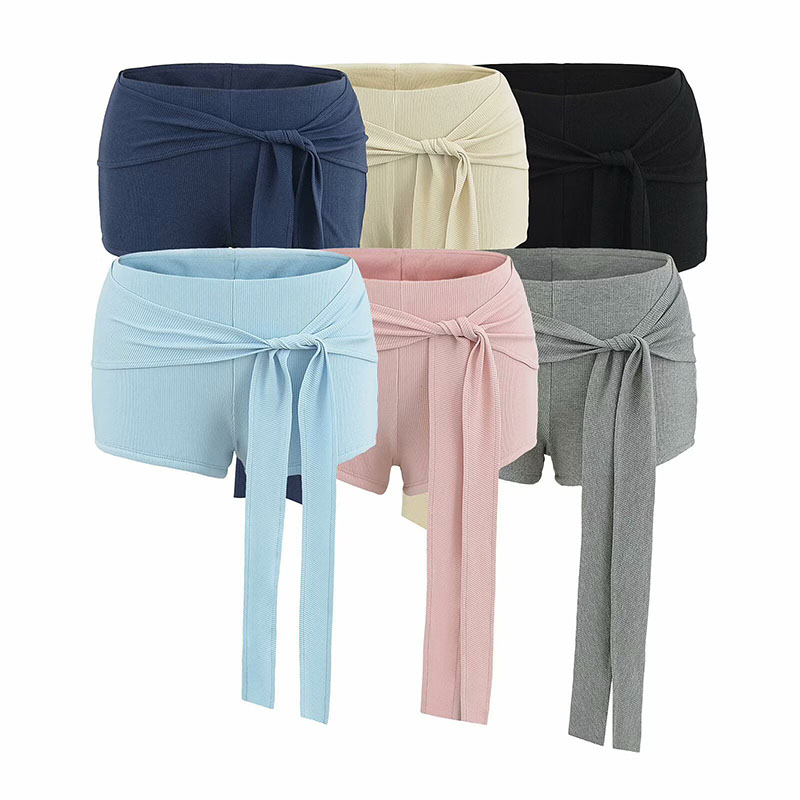 Pantalones Cortos Falsos De Dos Piezas Con Cordones