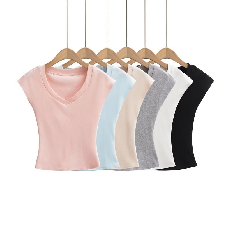 Jersey De Punto Con Cuello En V Y Mangas Cortas Raglán