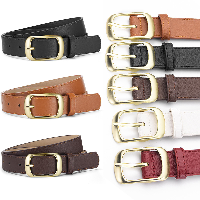 Black Pu Square Metal Buckle Wide Belt