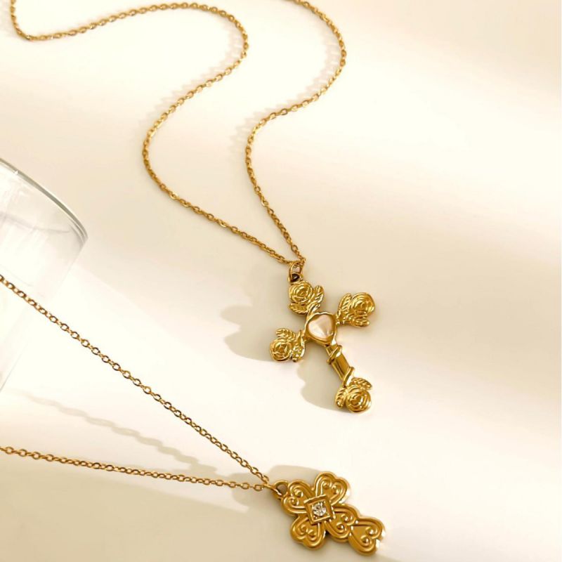 Collar De Cruz De Acero Inoxidable