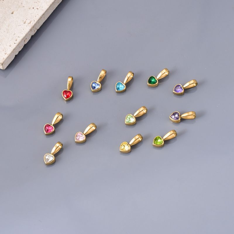 Colgante De Corazón De Diamantes De Acero Inoxidable (sin Cadena)