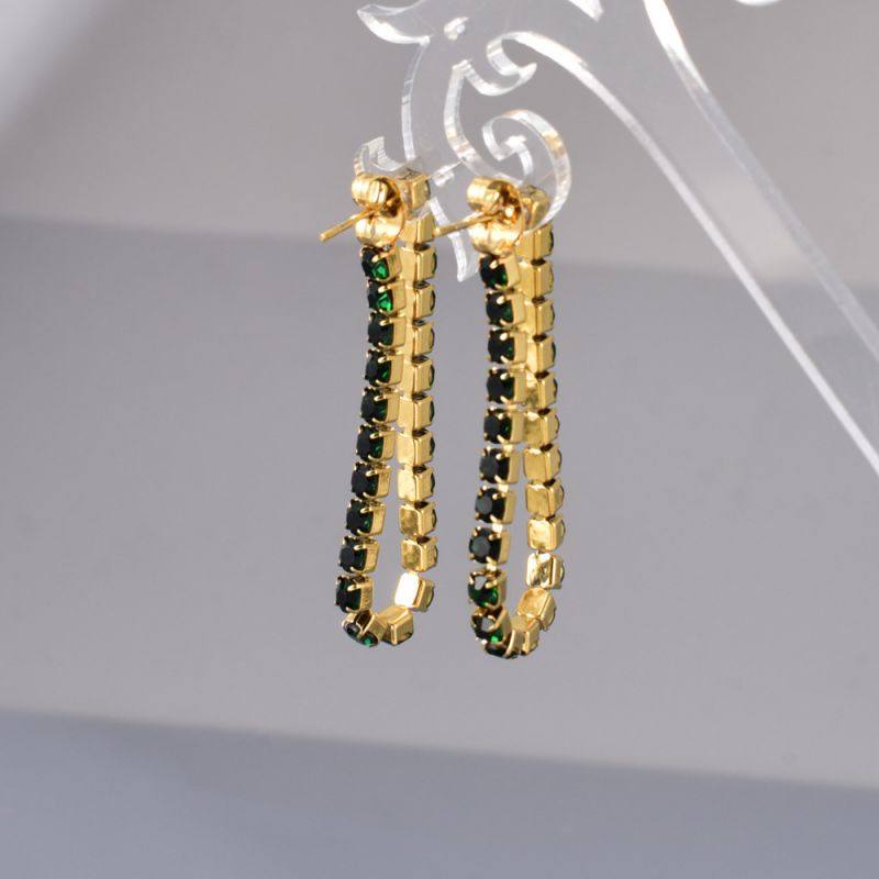 Pendientes De Cadena Con Garras De Diamantes De Acero Y Titanio