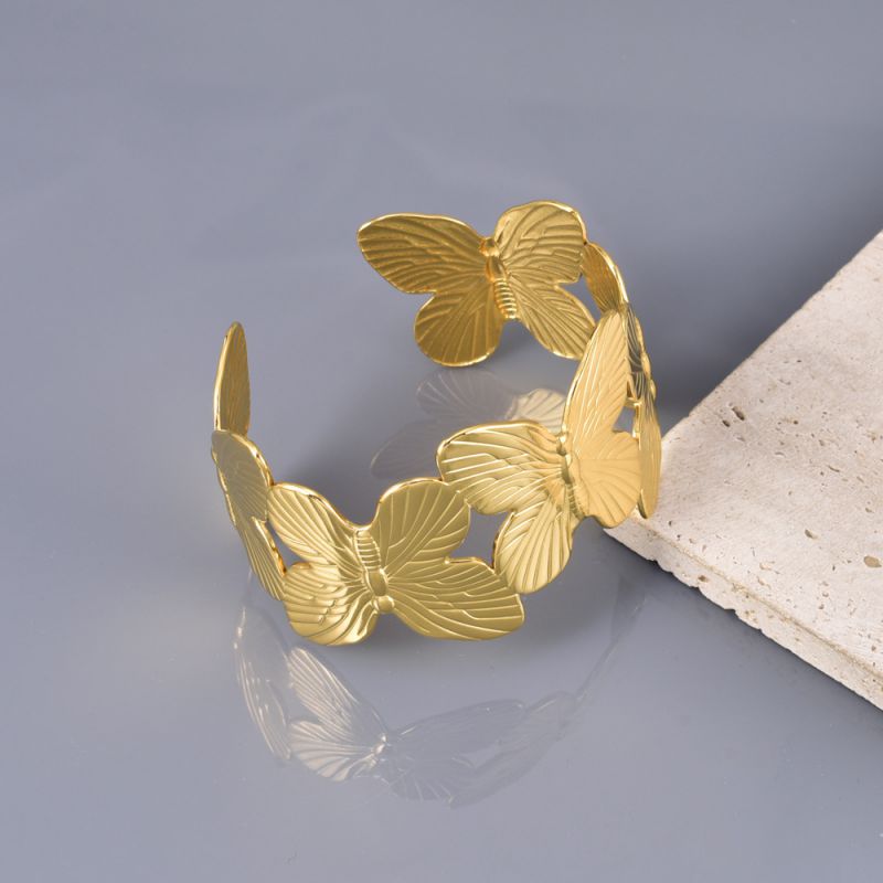 Pulsera De Mariposa De Acero Y Titanio