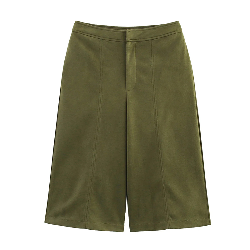 Pantalones Cortos De Cintura Alta De Gamuza Y Poliéster