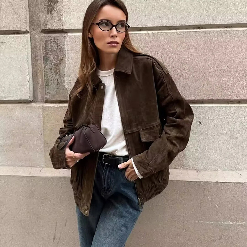 Chaqueta De Poliéster Con Solapa Y Botones