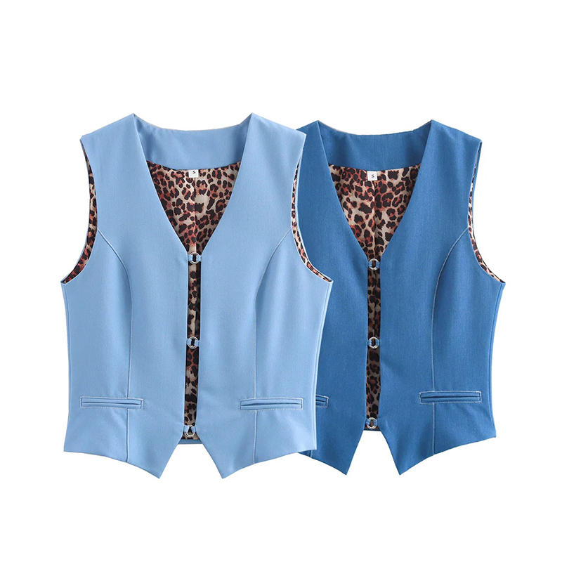 Chaqueta Chaleco Con Estampado De Leopardo