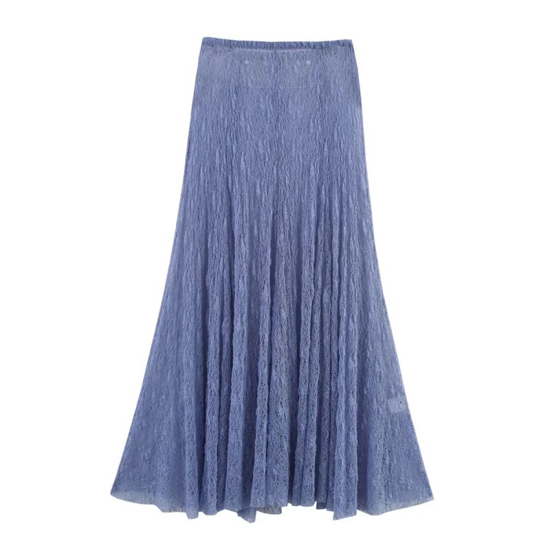 Blue Polyester Lace Skirt