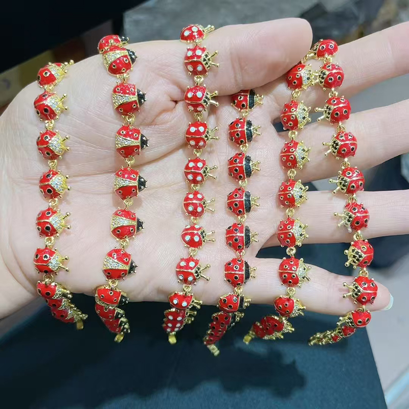 Pulsera De Escarabajo De Diamantes Bañada En Oro Y Cobre
