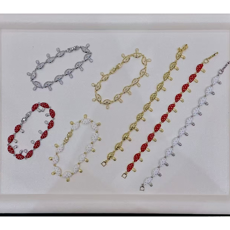 Pulsera De Cobre Con Diamantes Y Hongos
