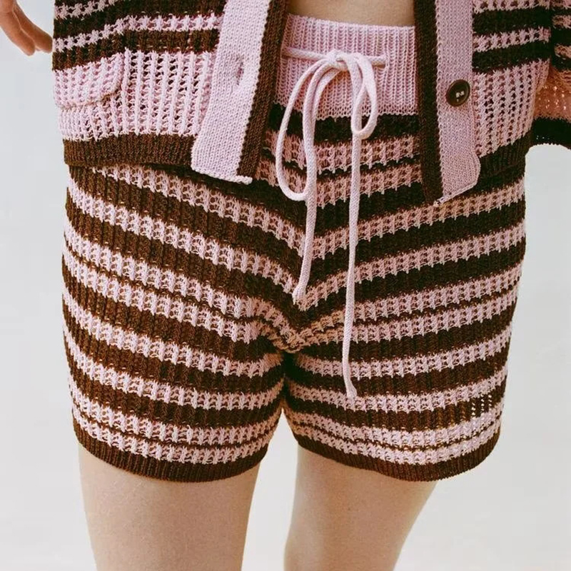 Pantalones Cortos De Punto A Rayas