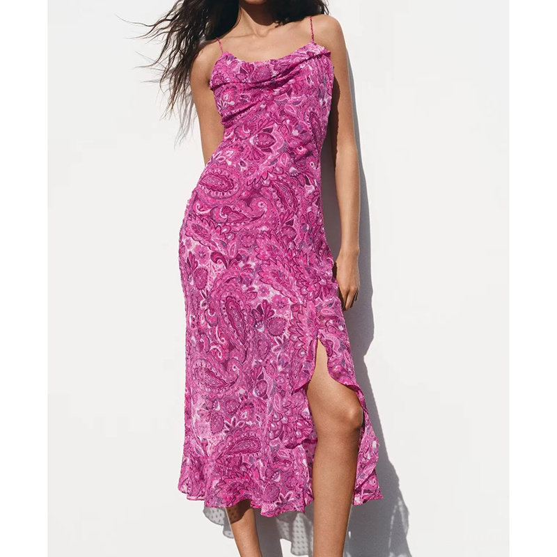 Purpleredcolor Polyester Printed Long Skirt