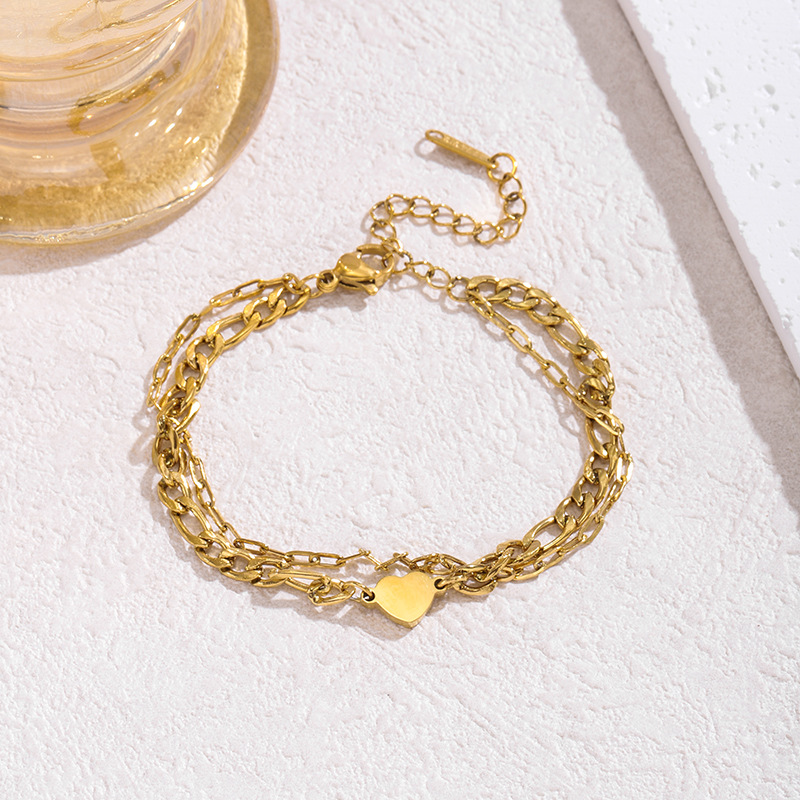 Pulsera De Corazón De Doble Capa De Acero De Titanio