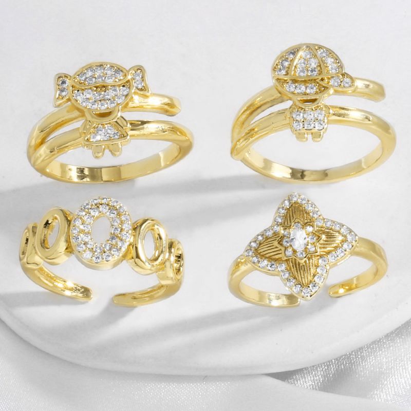 Anillo Hueco De Oro Y Cobre Con Diamantes Para Niño Y Niña