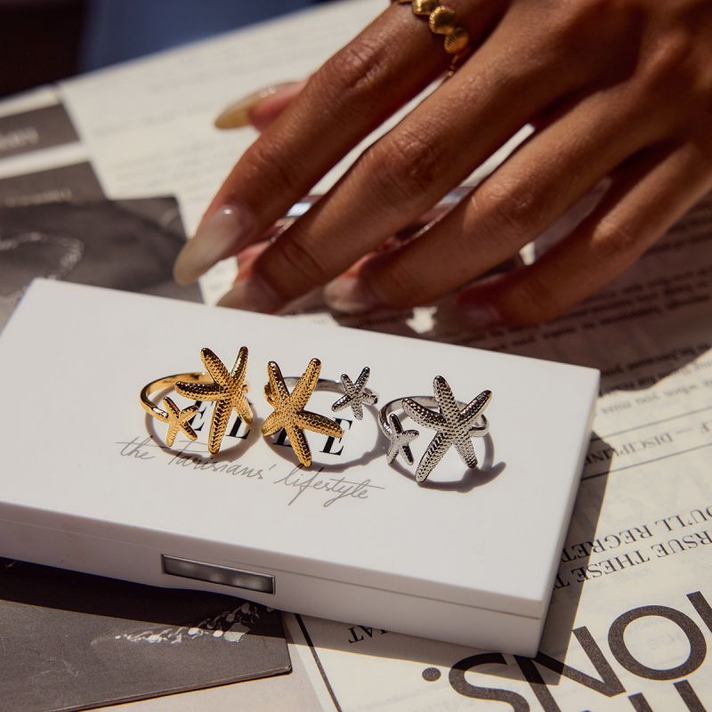 Ring 5 Stainless Steel Starfish Shell Ring