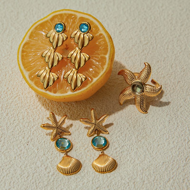 Earrings Stainless Steel Starfish Shell Earrings