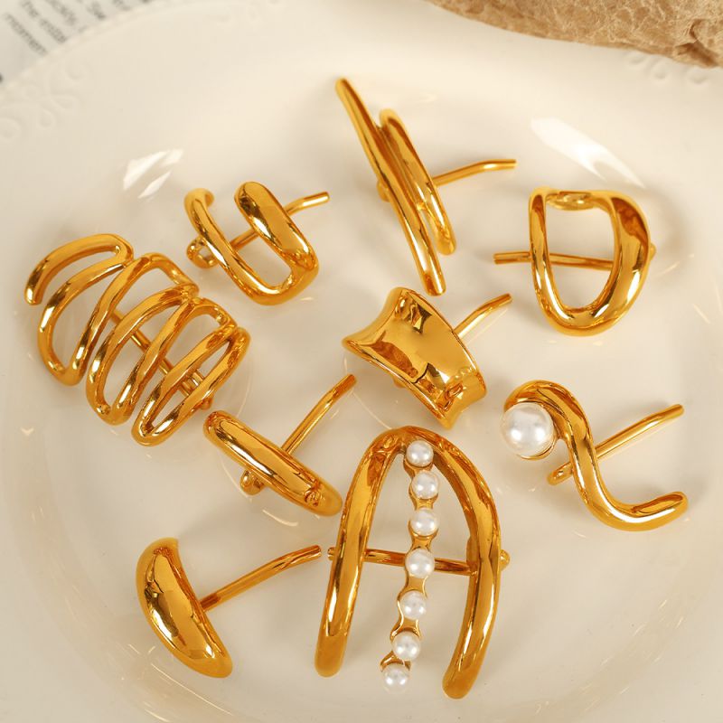 Gold Hairpin7 Titanium Steel Gold-plated Geometric Hollow Irregular Hairpin