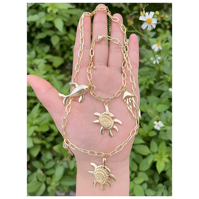 Pulsera De Delfín Medusa De Cobre Bañada En Oro