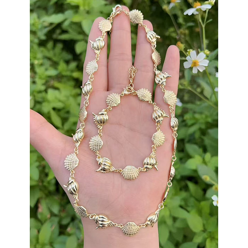 Pulsera De Concha De Cobre Bañada En Oro