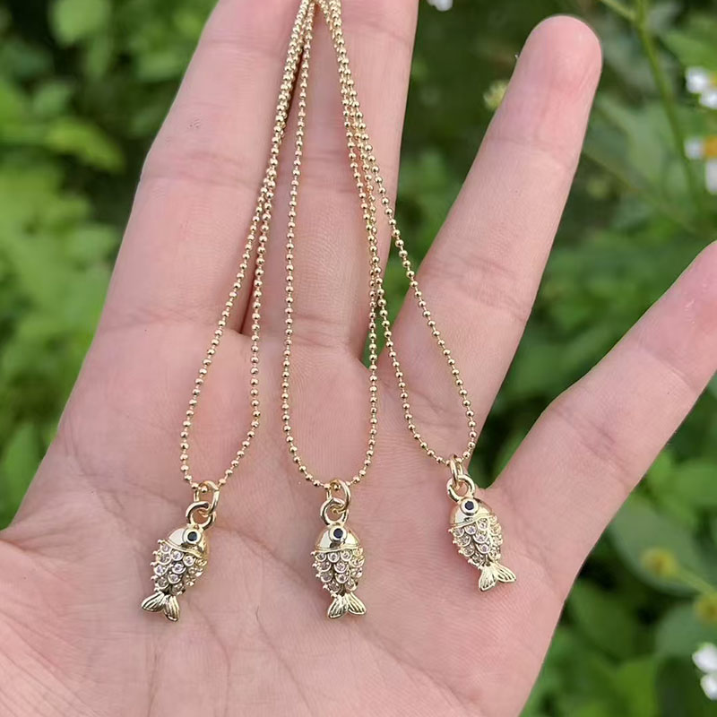 Collar De Pez Con Diamantes Bañado En Oro Y Cobre (se Vende Por Unidad)