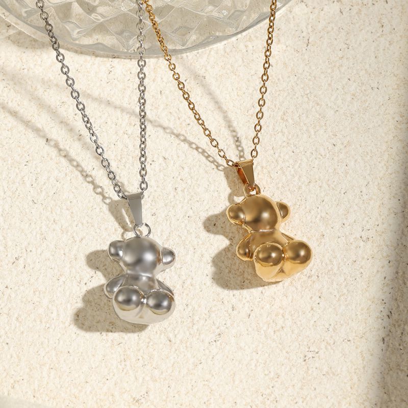 Gold Earrings Stainless Steel 3d Bear Earrings