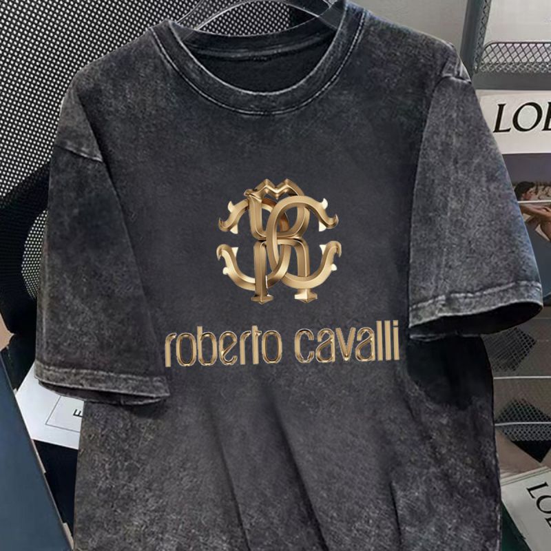 Black Cotton Printed Crew Neck Short Sleeves