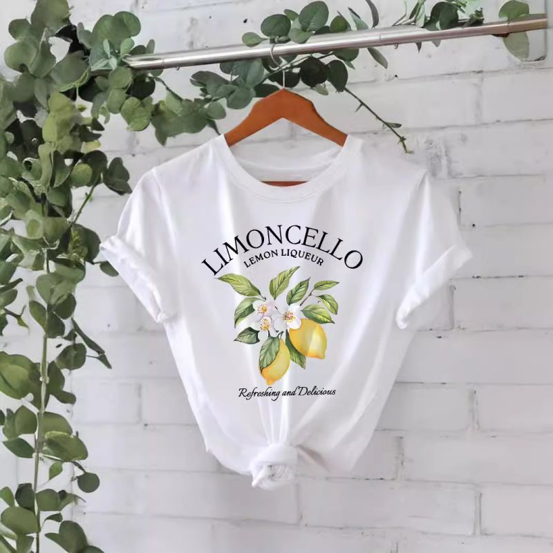 White Cotton Printed Crew Neck Short Sleeves