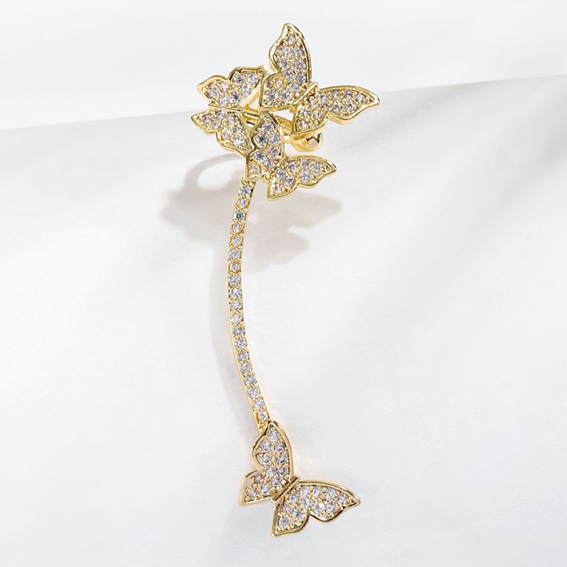 Clip Para Oreja De Mariposa Con Diamantes De Metal [individual]