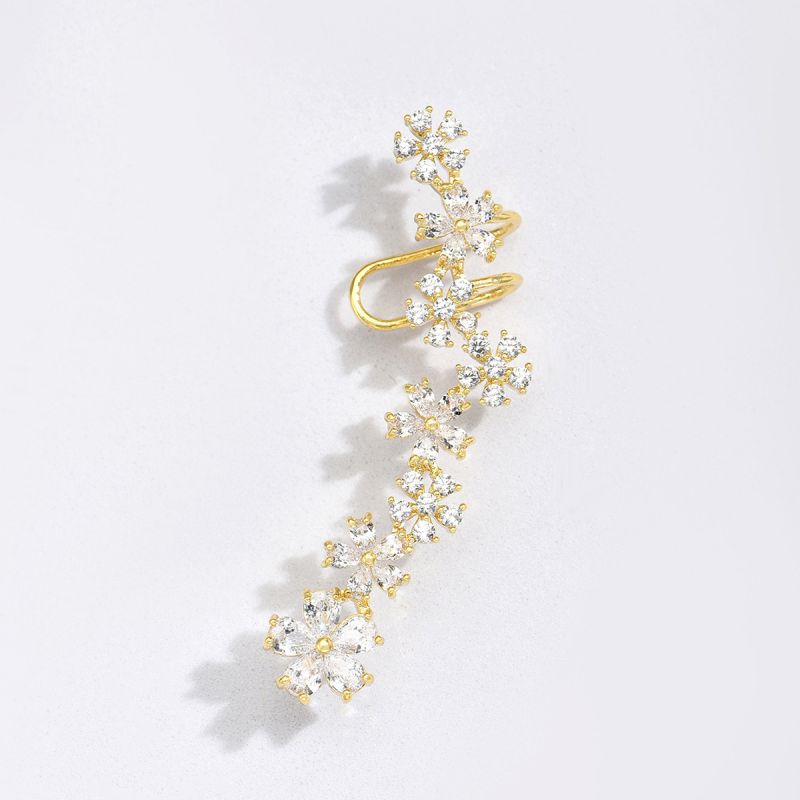Platinum Metal Diamond Flower Ear Clip [single]