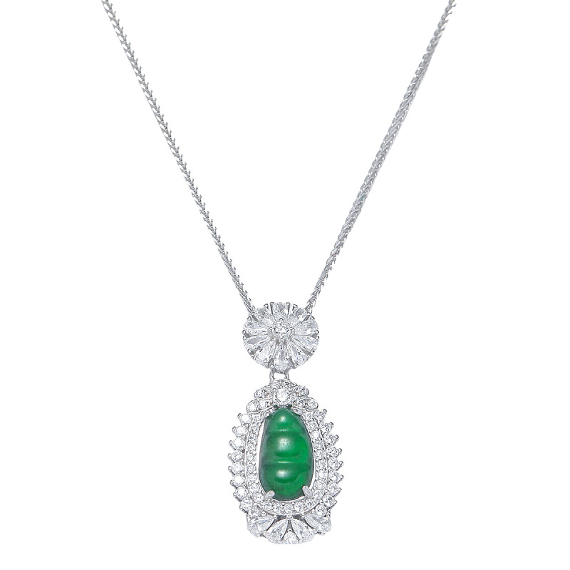 Silver Silver And Diamond Geometric Necklace