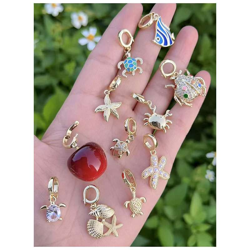 Colgante De Insecto Estrella De Mar Tortuga Y Diamante Bañado En Oro Y Cobre (sin Cadena)