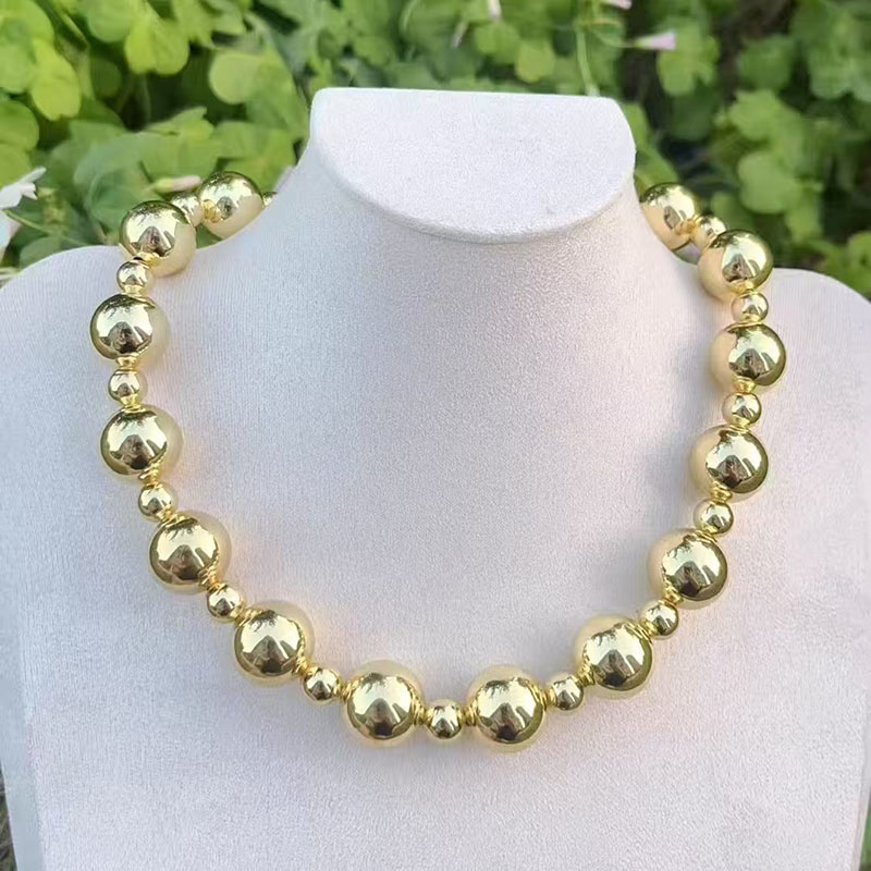 Collar De Cuentas De Cobre Bañado En Oro