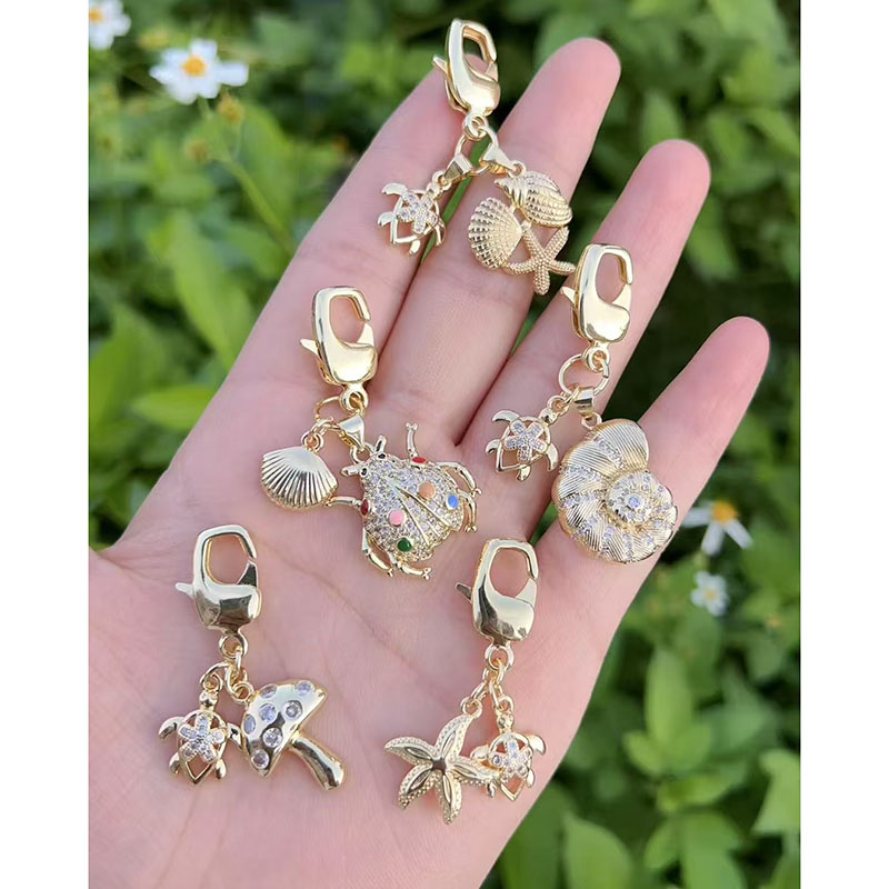 Accesorios De Estrella De Mar Caracola Insectos Y Hongos Bañados En Oro Y Cobre (sin Cadena)
