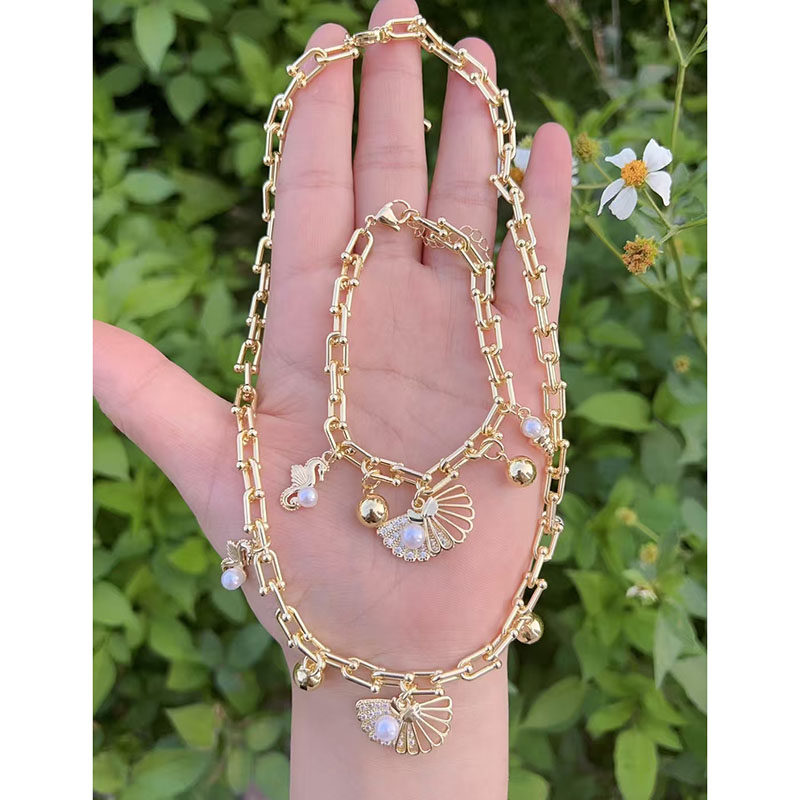 Pulsera De Caballito De Mar Con Diamantes Bañada En Oro Y Cobre