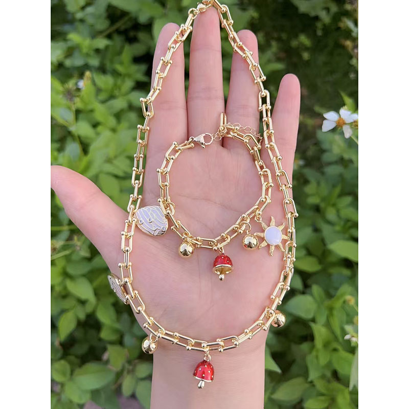 Pulsera De Concha De Cobre Bañada En Oro Con Forma De Hongo