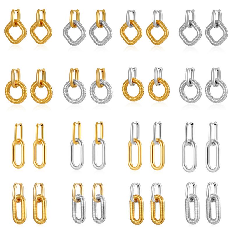 Square Steel Stainless Steel Square Hoop Earrings