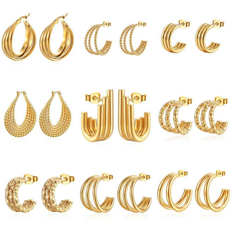Earring 1# Stainless Steel Multi-layer Earrings