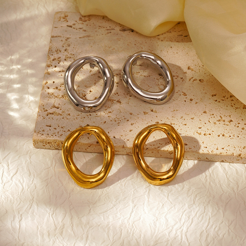 Gold Stainless Steel Irregular Hollow Earrings