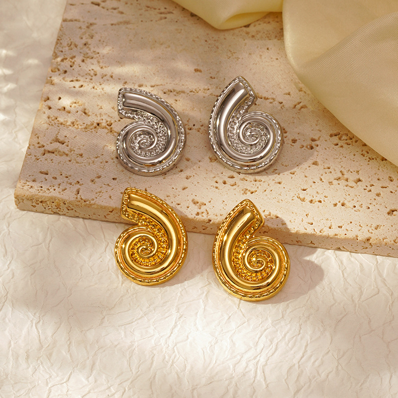 Gold-tone Conch Earrings Stainless Steel Conch Earrings