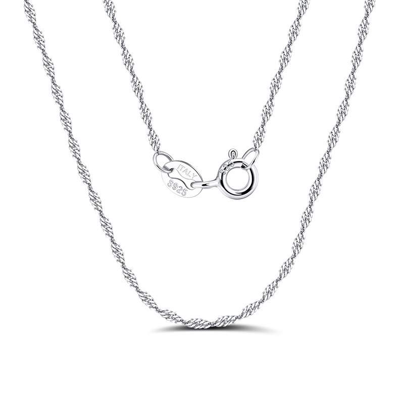18k Gold Length:45cm Weight:1.07g Silver Wave Chain Necklace