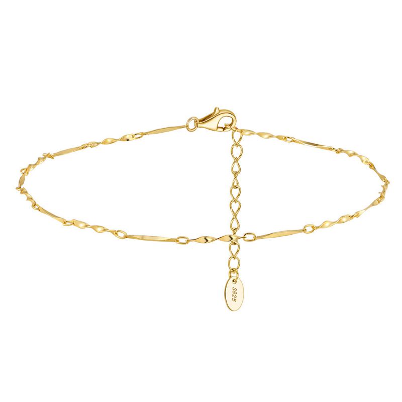 14k Gold Approx. Weight:1g Silver Geometric Anklet